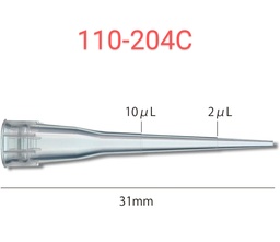 [BPT110-204C] 110-204C Watson Biolab 10µL, Short Tip, Graduated, Natural, Bulk 1000 tips/bag